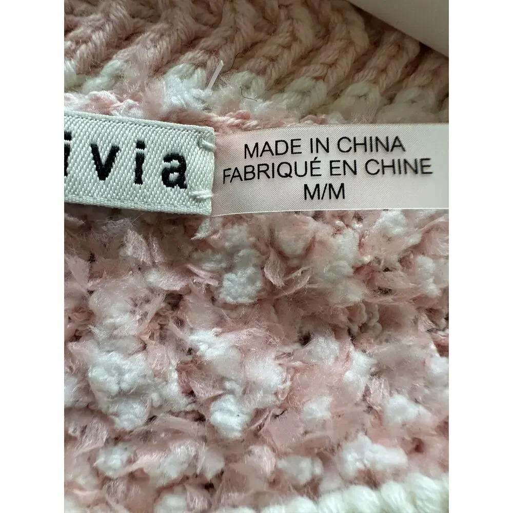 Alice + Olivia Noella Cropped Cardigan Medium Pink Boucle Knit Crew Button Front - Picture 6 of 15